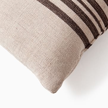 Outdoor Natural Center Stripe Pillow, 18"x18", Indigo - Image 3