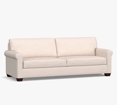 York Roll Arm Upholstered Loveseat 72.5", Down Blend Wrapped Cushions, Performance Brushed Basketweave Sand - Image 2