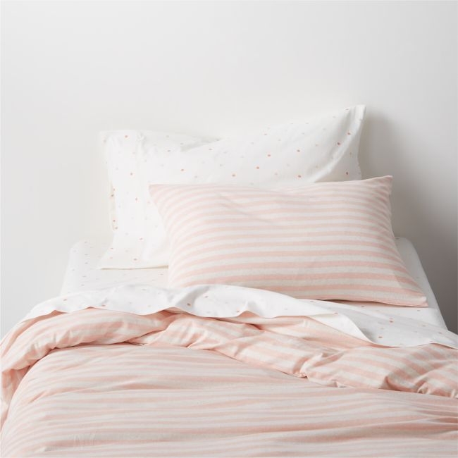 Comfy Tee Pink Stripe Organic Cotton Jersey Kids Twin Duvet Cover - Image 0