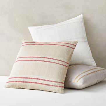 Silk Stripes Pillow Cover, 20"x20", Dark Red - Image 2