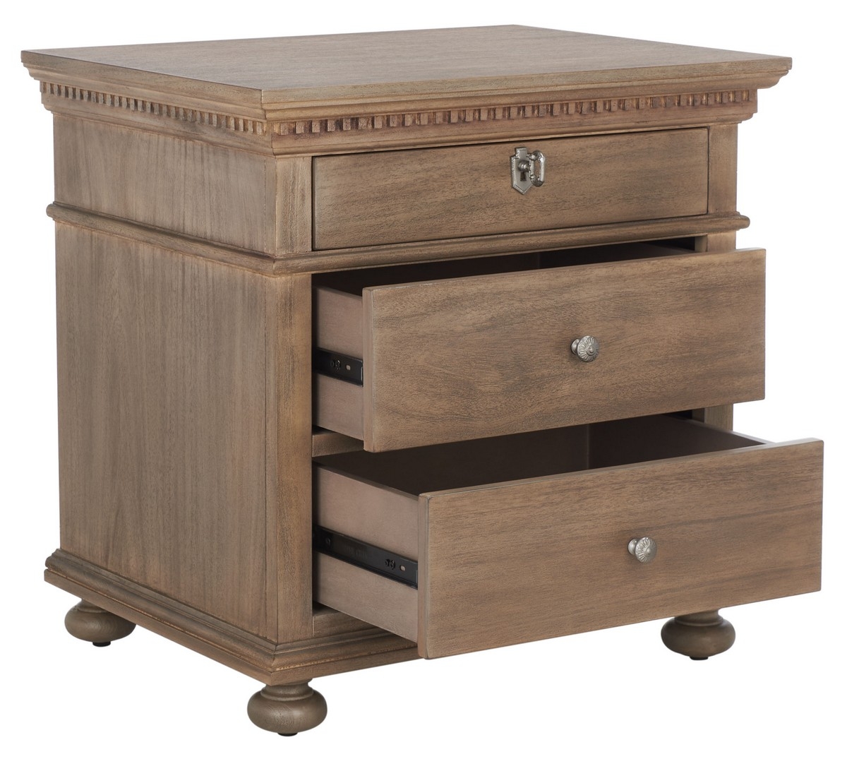 Allisyn 3 Drawer Wood Nightstand - Light Brown - Image 7