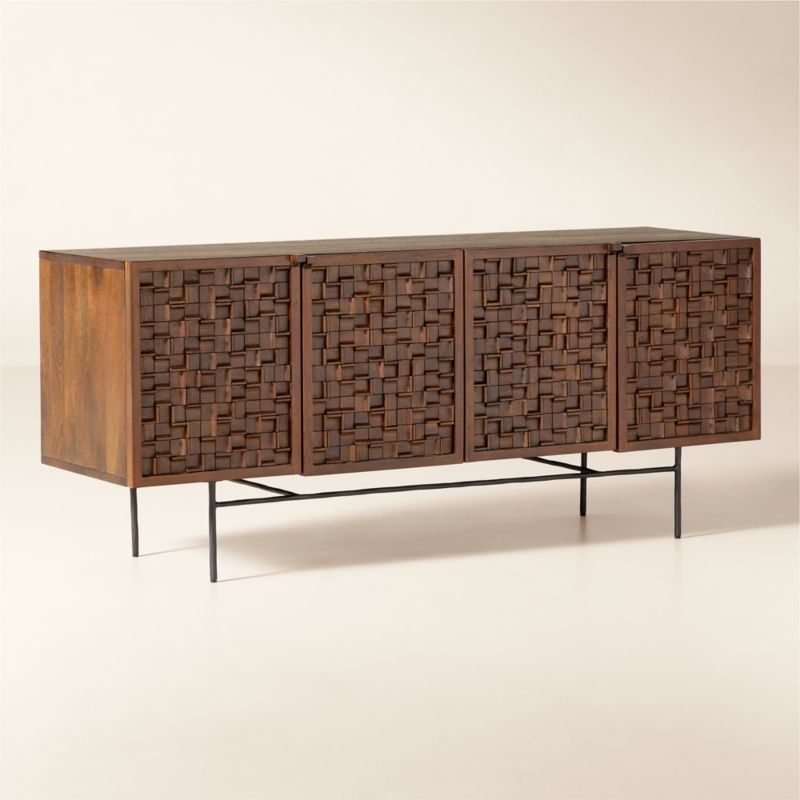 Elettra 68" Carved Mango Wood Credenza - Image 5