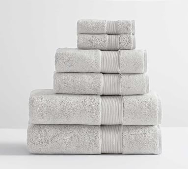 Classic Organic Washcloth Hand and Bath Towel, Gray Mist, Set of 6 - Image 0