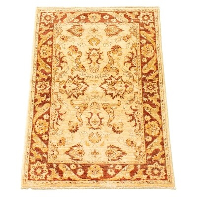 One-of-a-Kind Haboon Hand-Knotted New Age 2'11" X 4'7" Wool Area Rug in Beige/Brown - Image 0