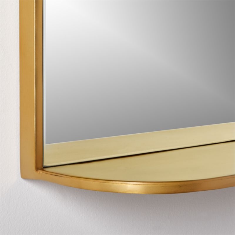 Brass Arched Mirror with Shelf - Image 2