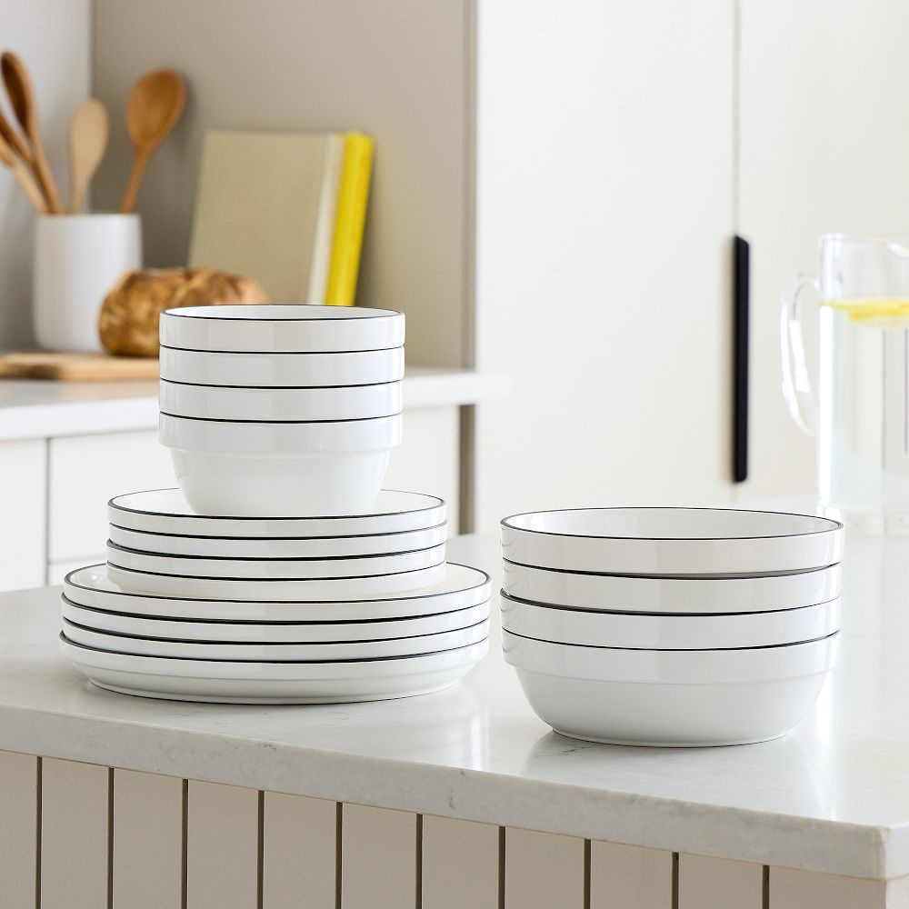 Utility Dinnerware Dinnerware BOM Black and White Set of 16 - Image 0