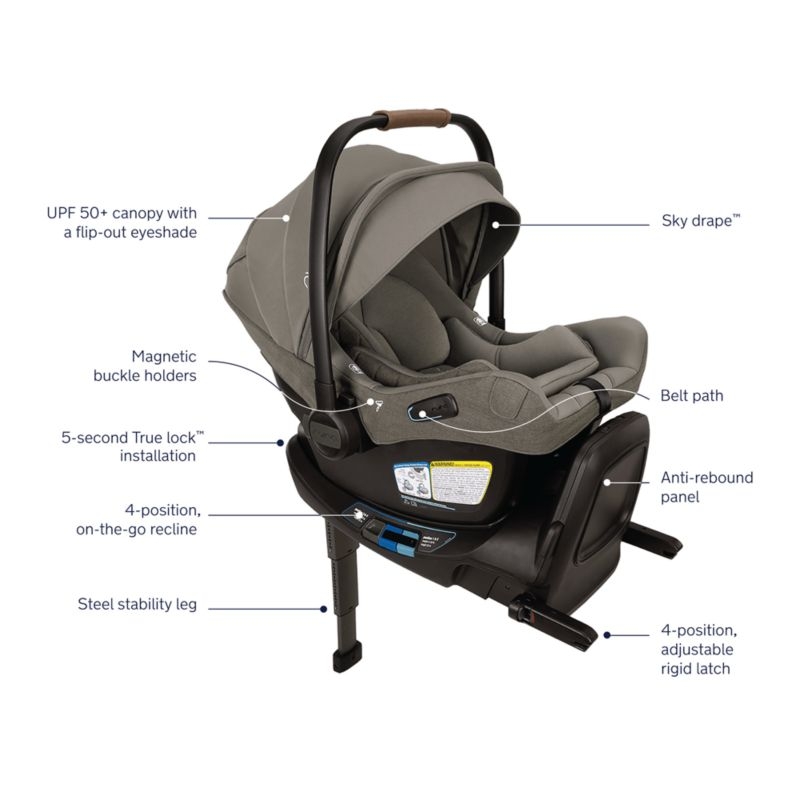 Nuna PIPA ™ aire rx Granite Grey Reclining Infant Car Seat + PIPA RELX Base - Image 6
