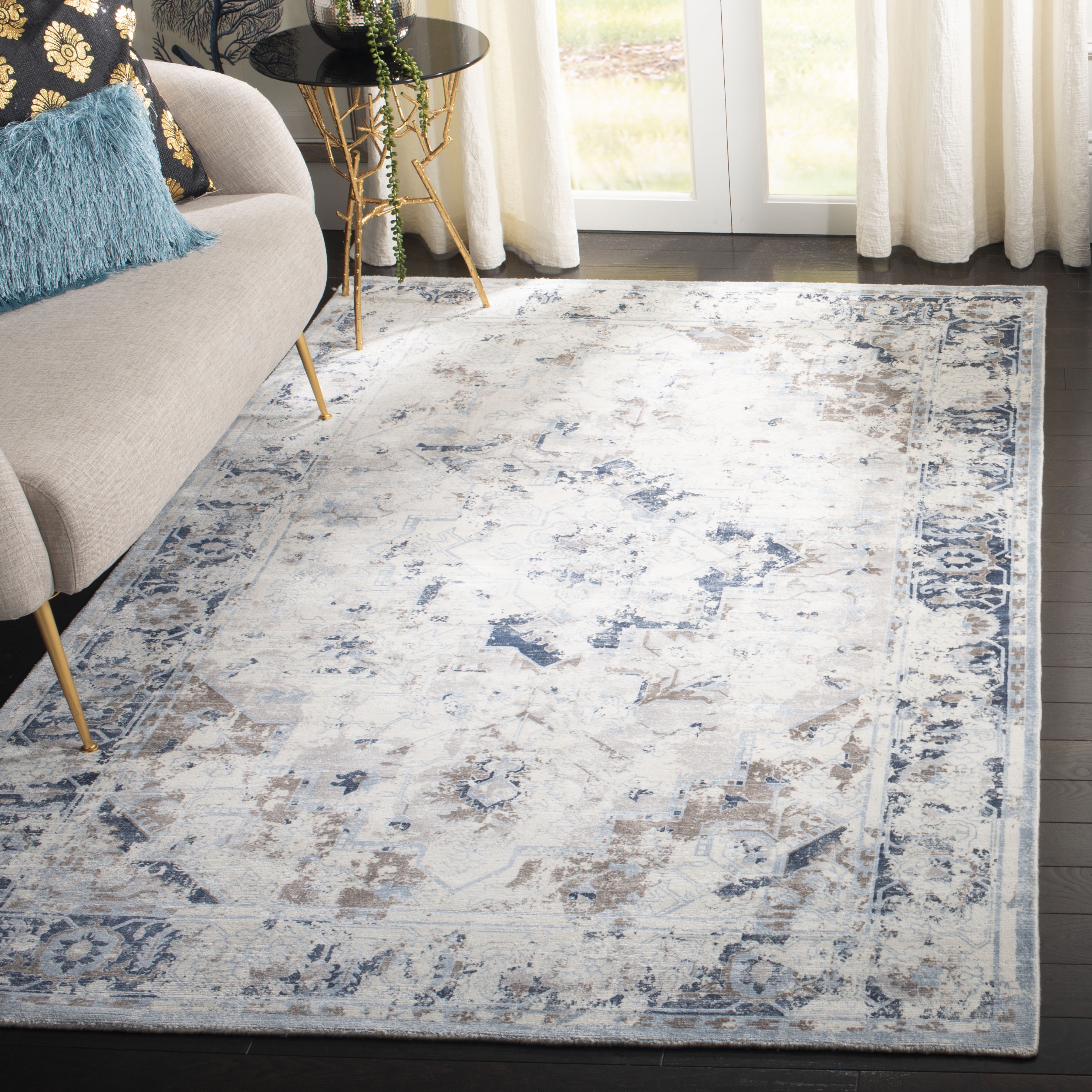 Arlo Home Woven Area Rug, MIR976M, Blue/Cream,  6' X 9' - Image 1