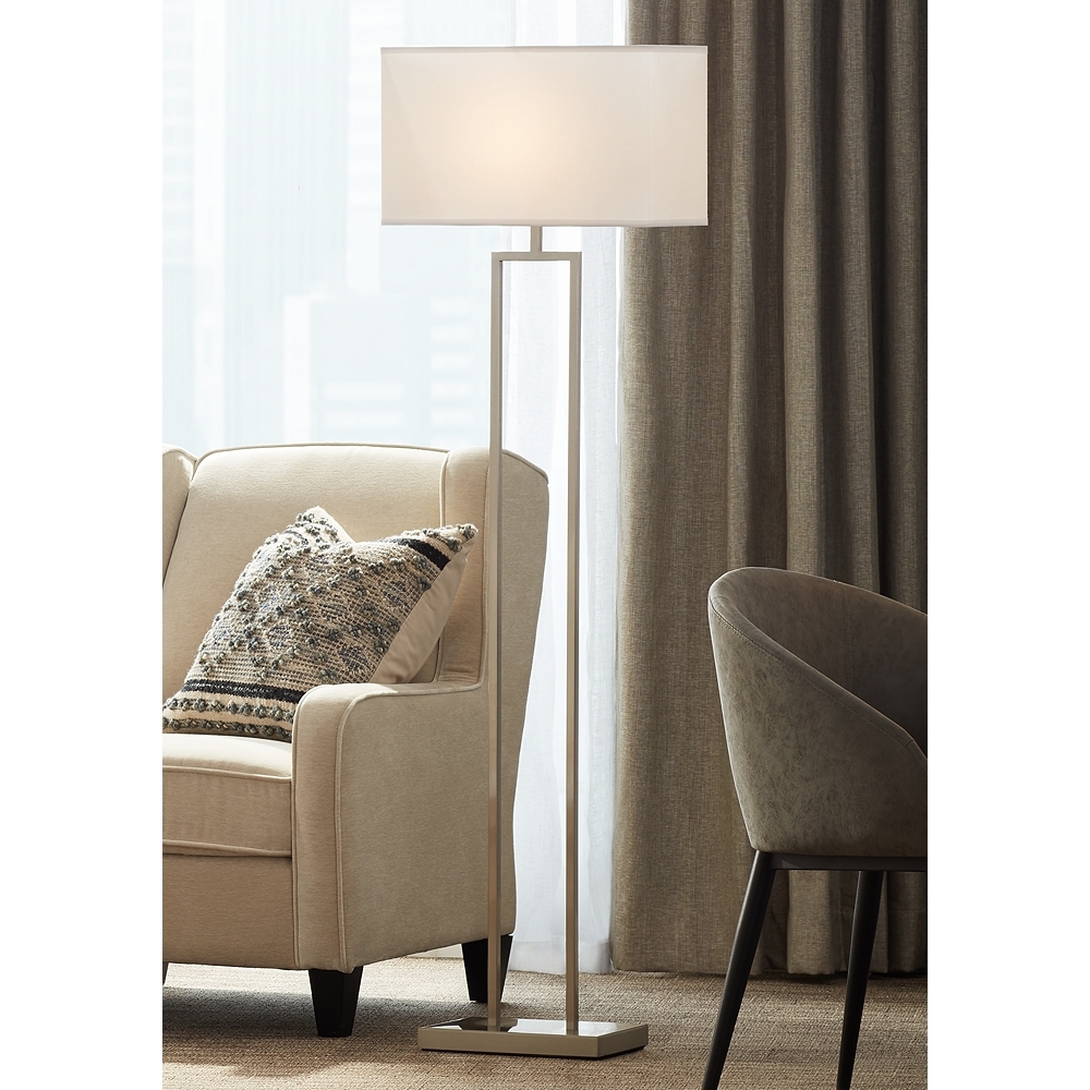 Everett Satin Nickel Open Column Floor Lamp - Style # 85A99 - Image 0