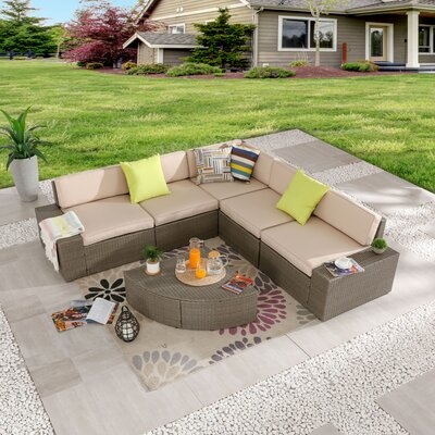 Pierceton 6 Piece Rattan Sectional Seating Group with Cushions - Image 0