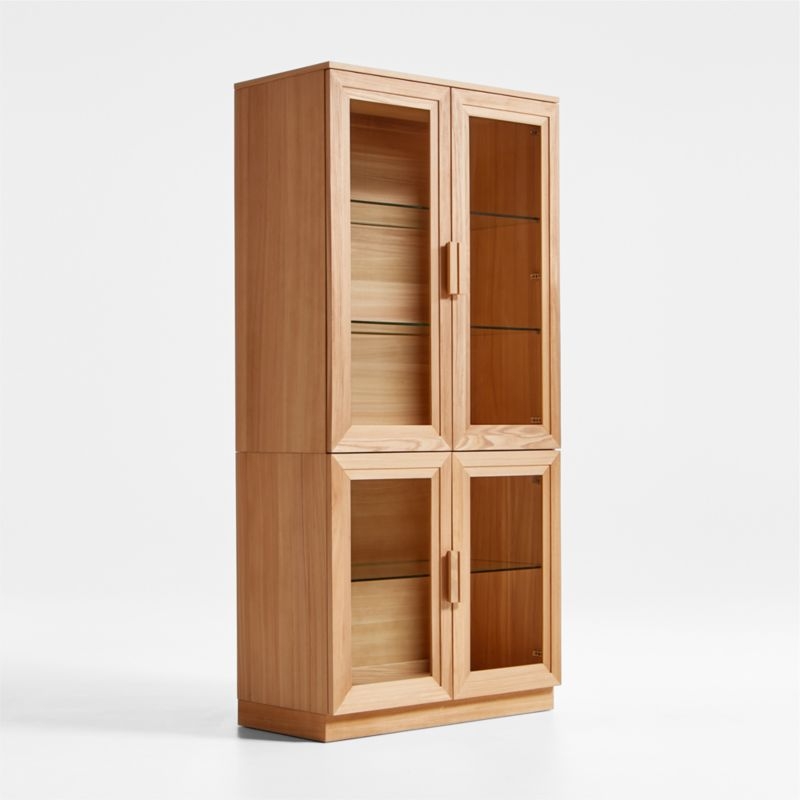 Calypso 36" Natural Wood Storage Cabinet with Glass Doors - Image 2