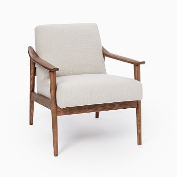 Midcentury Show Wood Chair, Poly, Performance Washed Canvas, Storm Gray, Espresso - Image 1