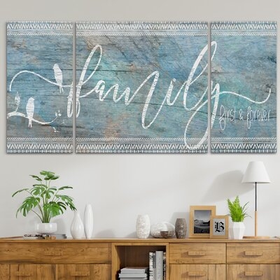 A Premium 'Family First' Textual Art Multi-Piece Image on Canvas - Image 0