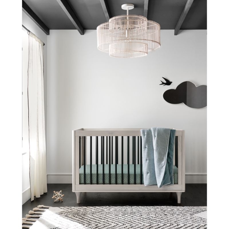 Aire Crinkle Blue Organic Cotton Baby Crib Quilt - Image 2