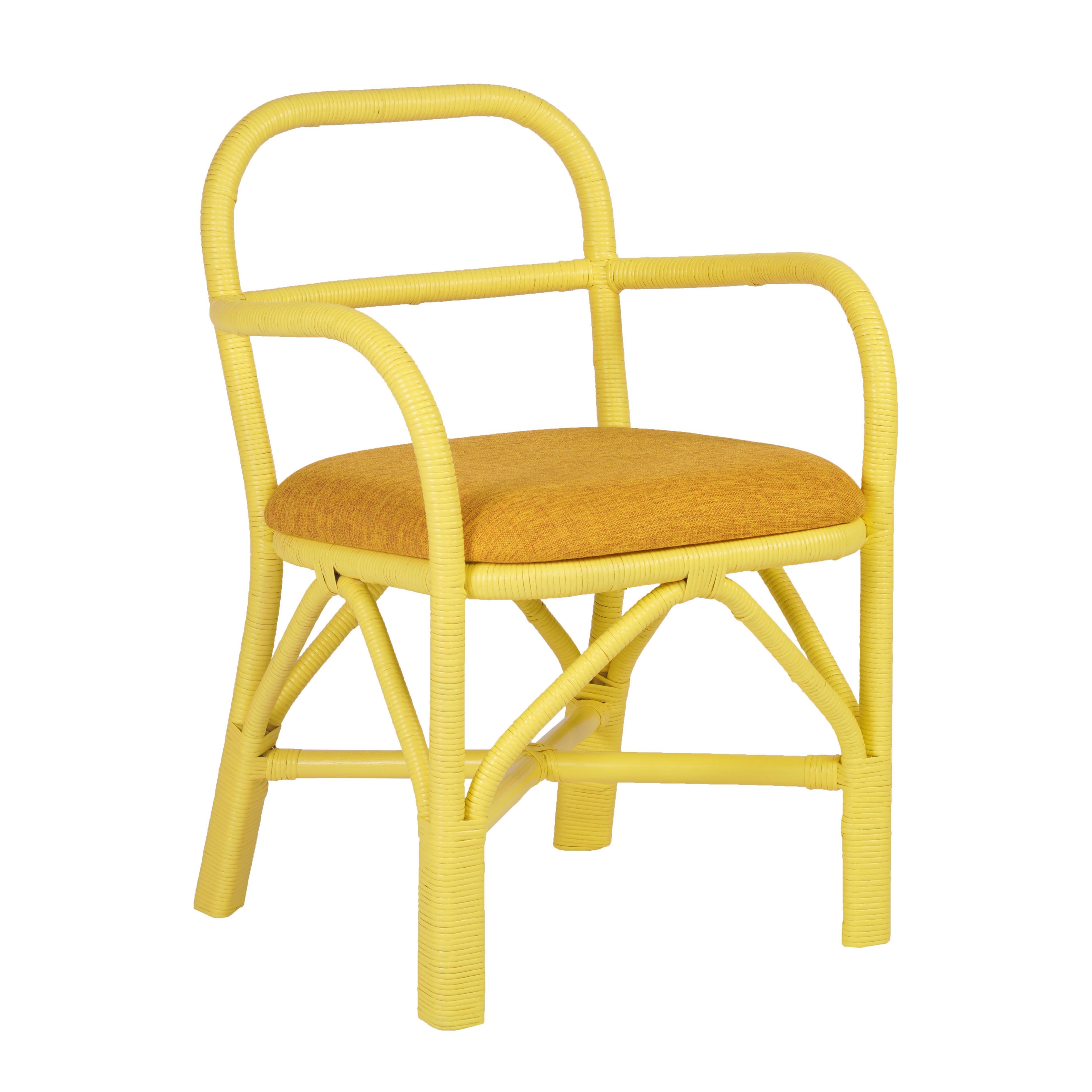 Ginny Yellow Rattan Dining Chair - Image 0