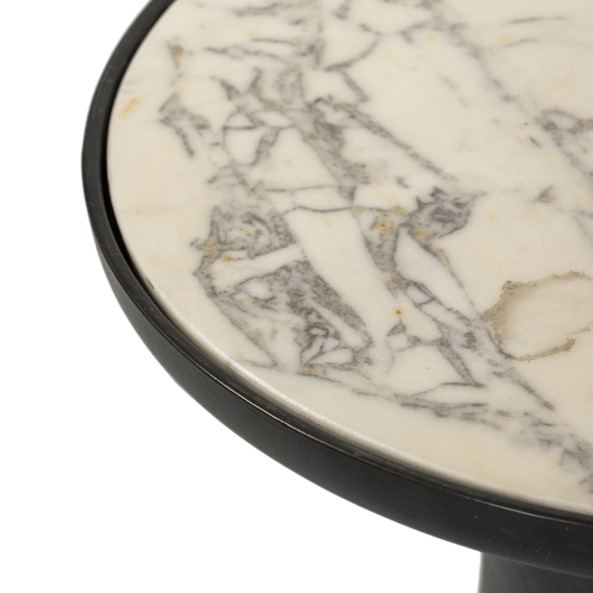 Balboa Outdoor End Table - Veined White Marble - Image 7