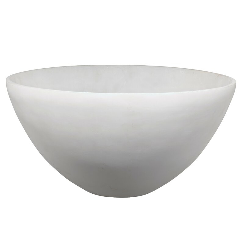 Jamie Young Company Georgina Bowl in White Faux Alabaster Size: 7" H x 14" W x 14" D - Image 0