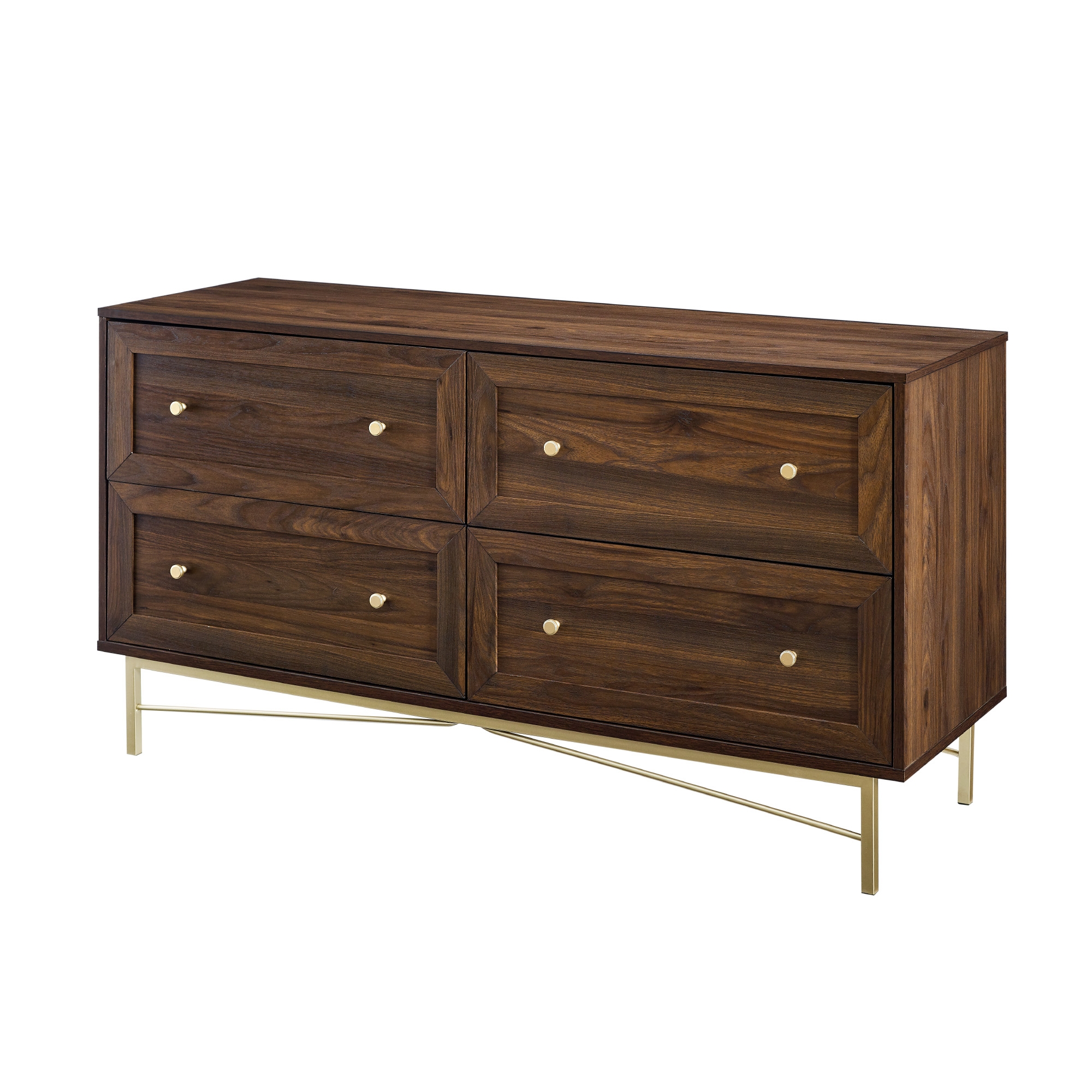 Gwen 56" 4 Drawer Modern Dresser - Dark Walnut - Image 2