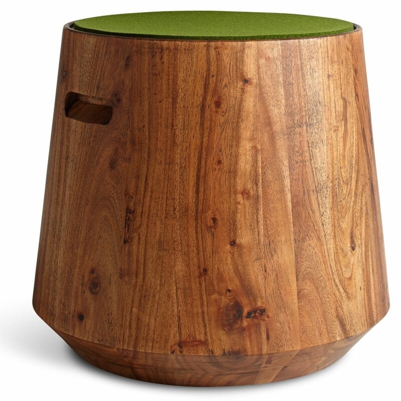 Blu Dot Turn Wood Accent Stool Color: Green Olive - Image 0