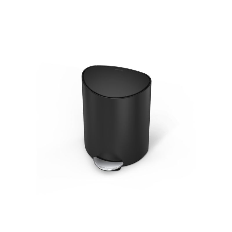 Simplehuman ® 6-Liter Matte Black Steel Semi-Round Step Trash Can - Image 2