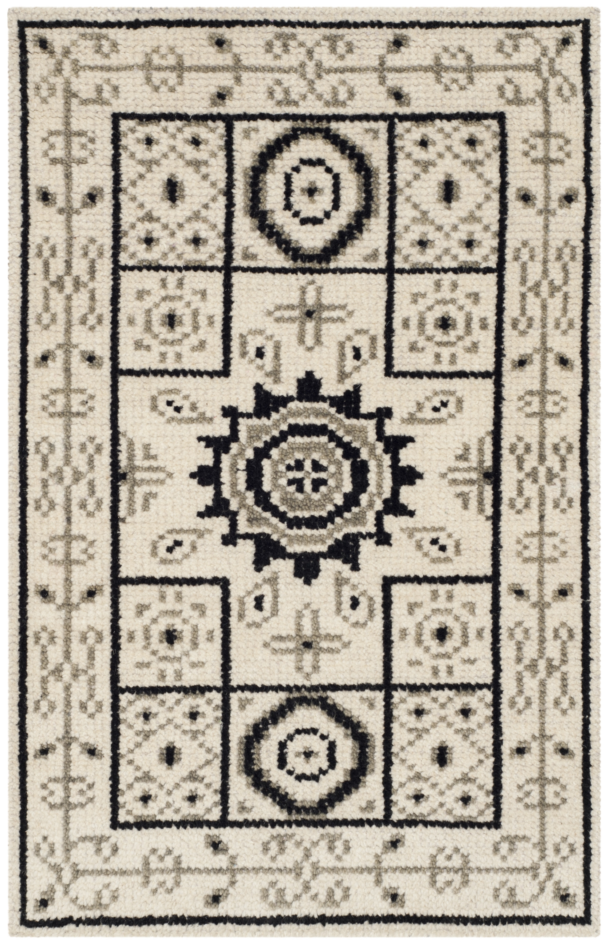 Arlo Home Hand Knotted Area Rug, KNY625A, Ivory/Grey,  2' X 3' - Image 0