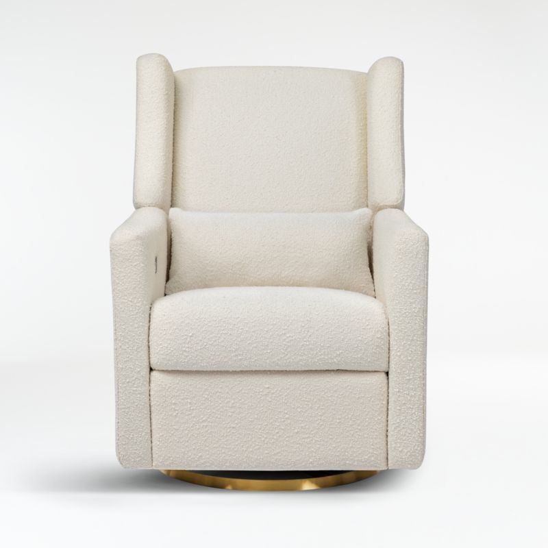 Babyletto Kiwi Ivory Boucle Nursery Power Recliner Chair with Gold Base - Image 7