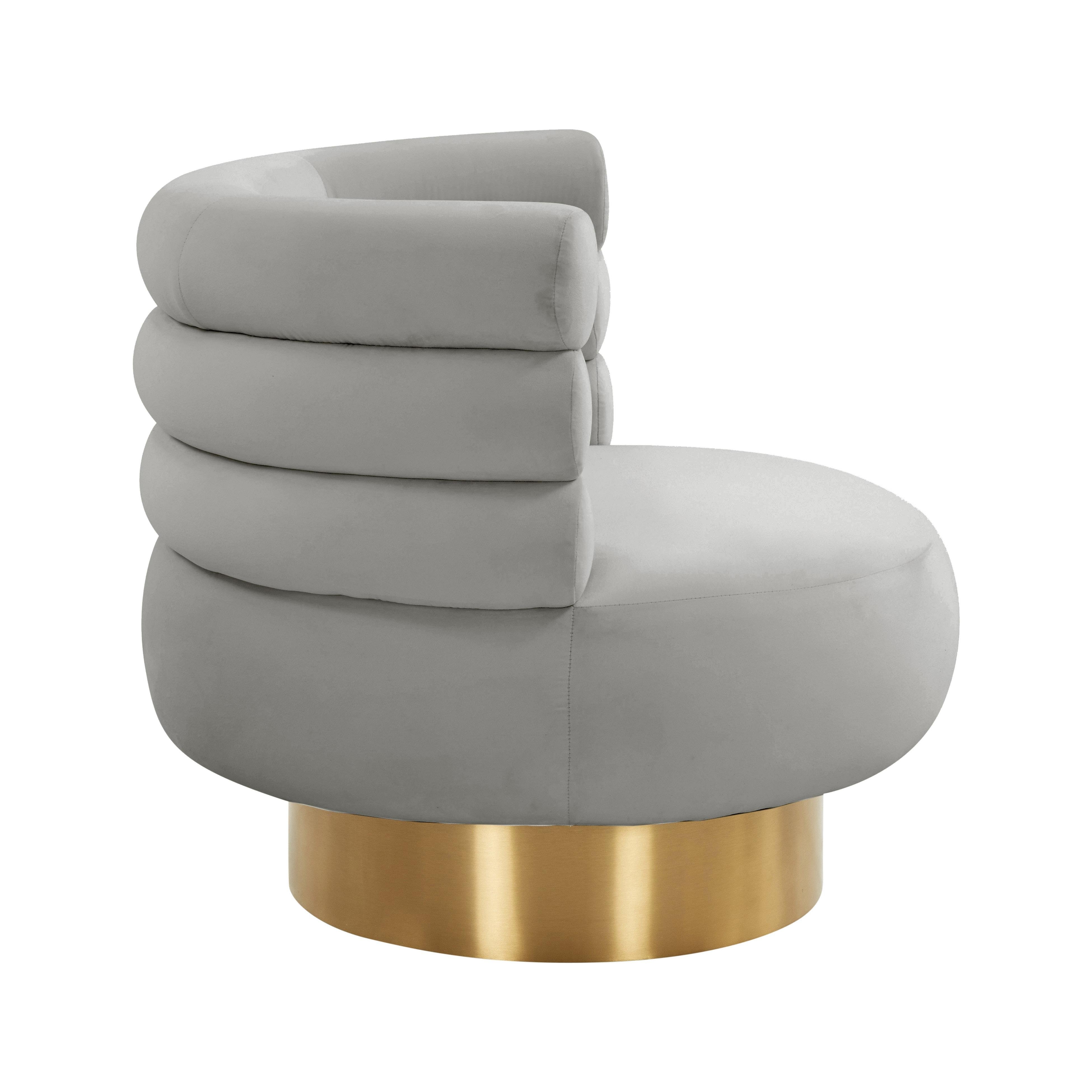 Naomi Grey Velvet Swivel Chair - Image 2