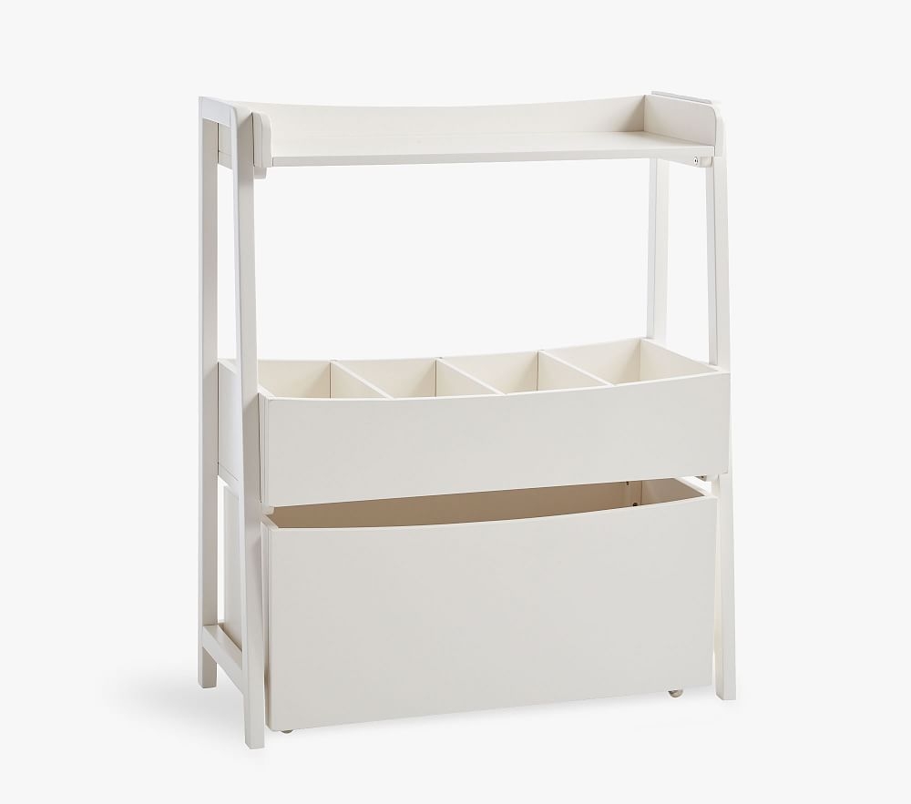 Angled Catch-All Bookcase, Simply White, UPS - Image 0