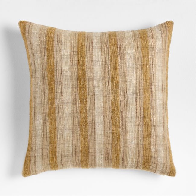 Riviera Stripe 23x23 Savannah Yellow Throw Pillow with Feather Insert - Image 0