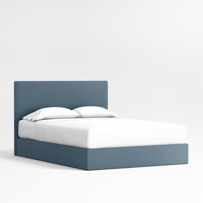 Noa Denim Blue Upholstered Flange Kids Full Storage Bed - Image 0