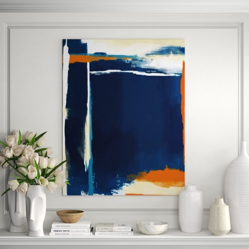 Chelsea Art Studio Composition of Blue and Orange III by Sofia Fox - Painting Print - Image 0