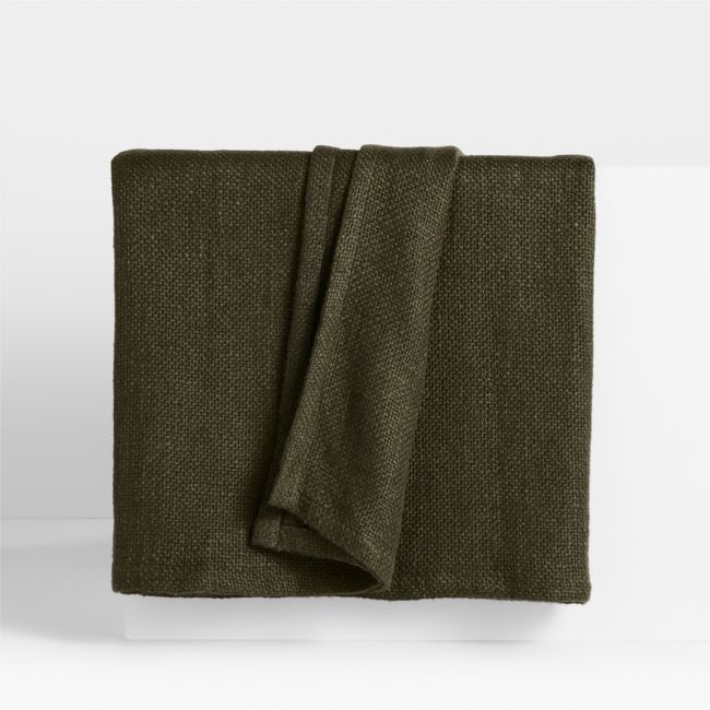 EUROPEAN FLAX ™-Certified Linen Viscose Burnt Green Full/Queen Bed Blanket - Image 0