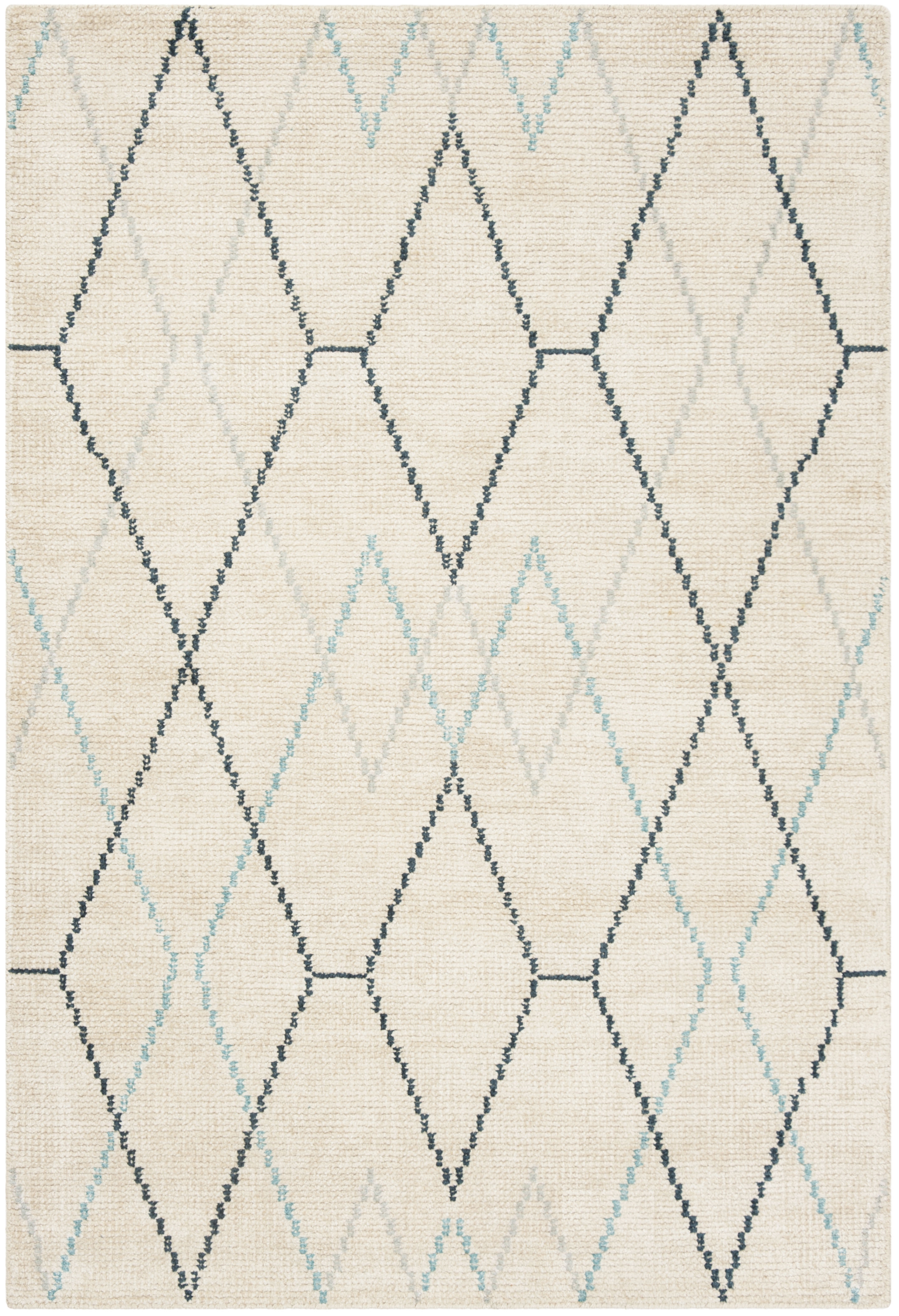 Arlo Home Hand Knotted Area Rug, STW903A, Ivory/Blue,  4' X 6' - Image 0