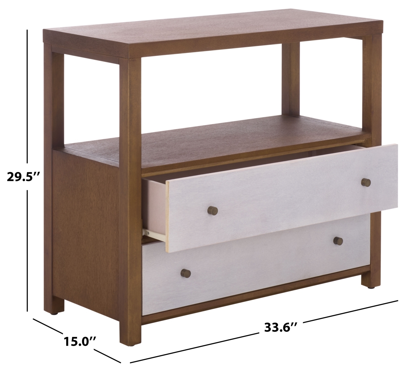 Ernest 2 Drawer 1 Shelf Chest - Natural / White Washed - Image 9