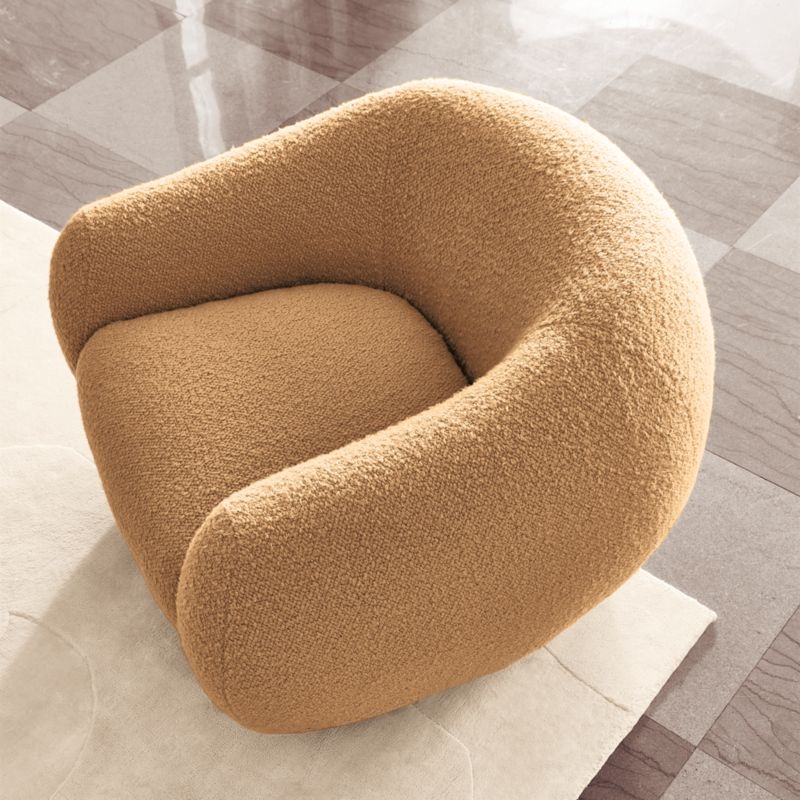 Laszlo Camel Brown Boucle Swivel Chair - Image 8