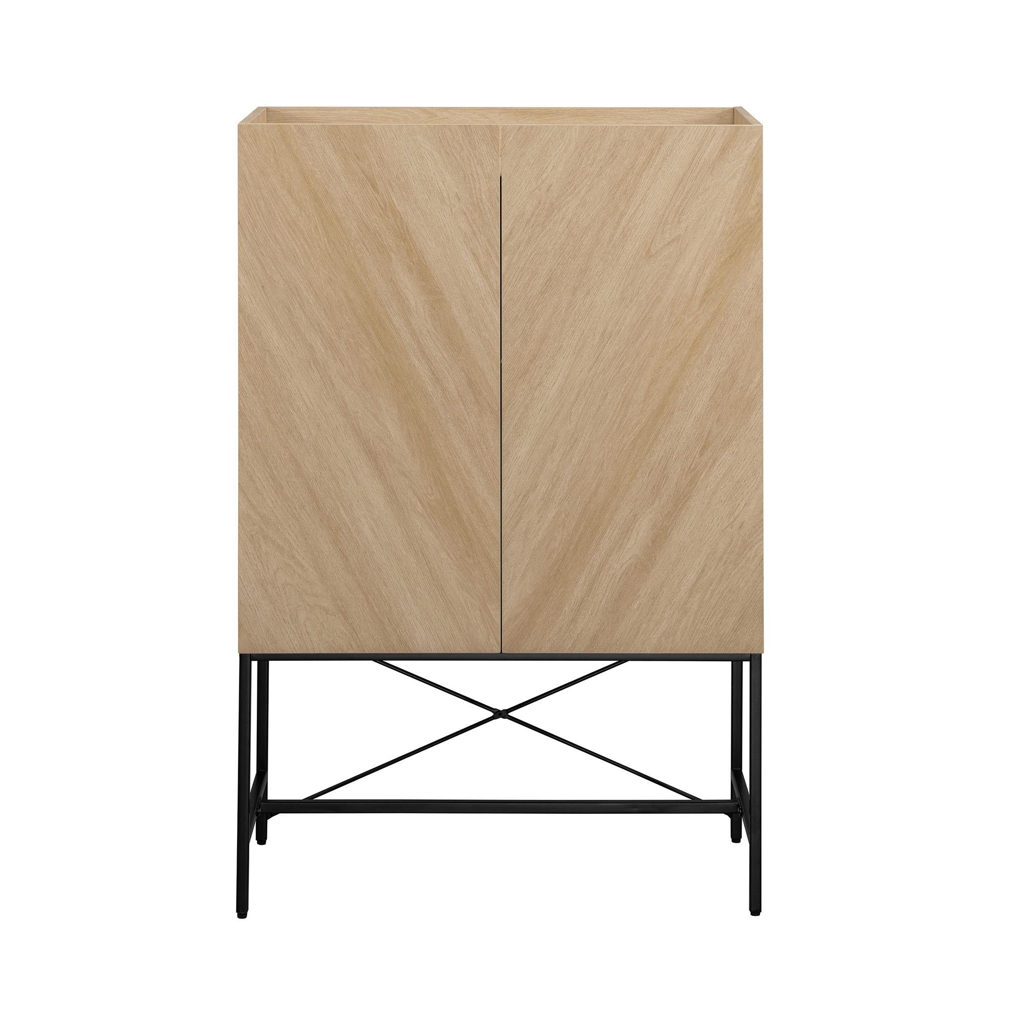 Contemporary 2-Door Accent Cabinet with Inset Top - Coastal Oak - Image 0