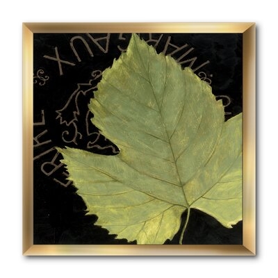 'Handpainted Green Leaf on Black' Picture Frame Print on Canvas - Image 0