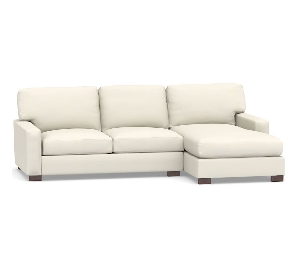 Turner Square Arm Upholstered Left Arm Sofa with Chaise Sectional, Down Blend Wrapped Cushions, Textured Twill Ivory - Image 0