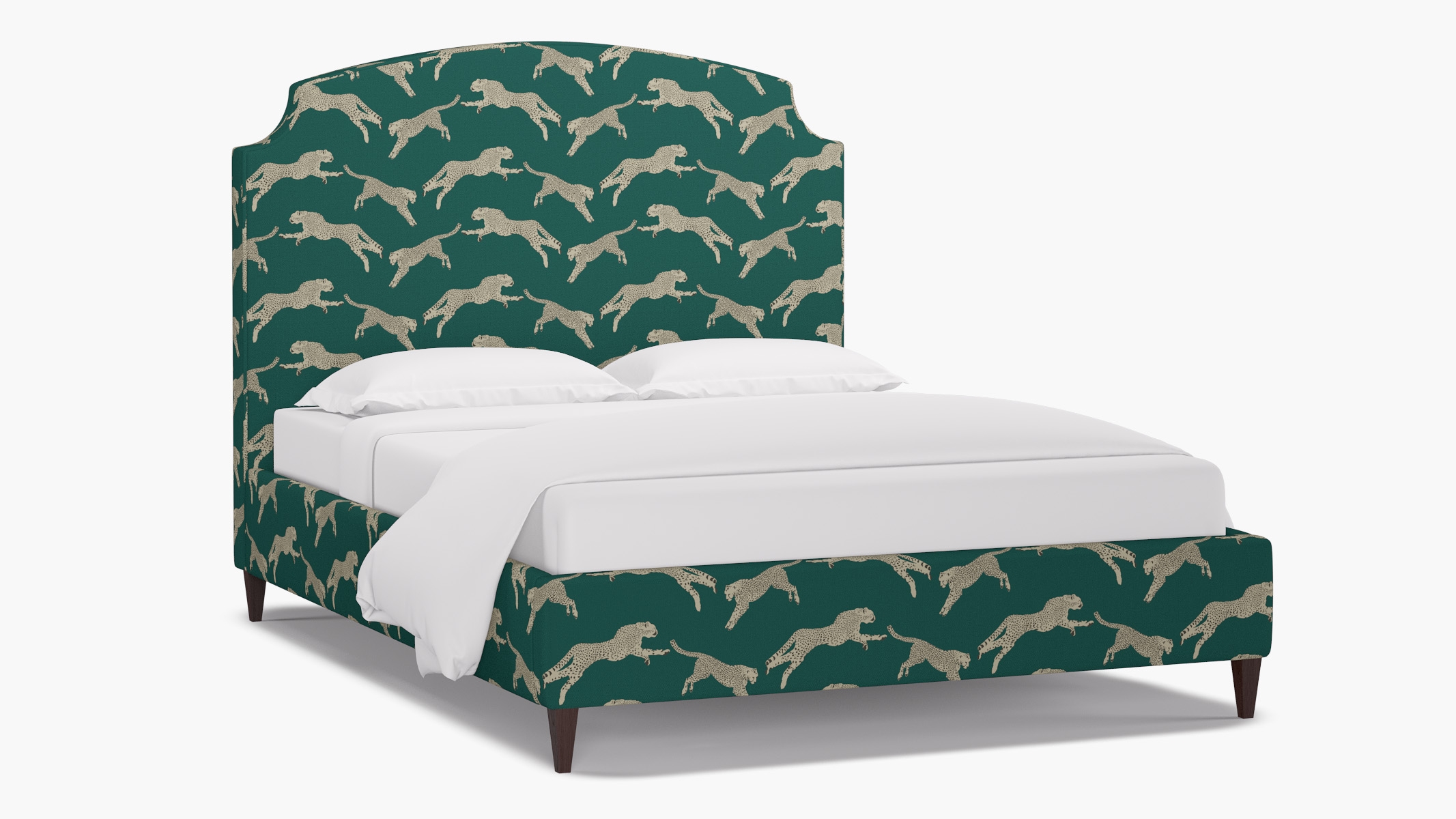 Cove Bed, Polo Green Cheetah, Espresso Square Tapered Leg, Twin - Image 1