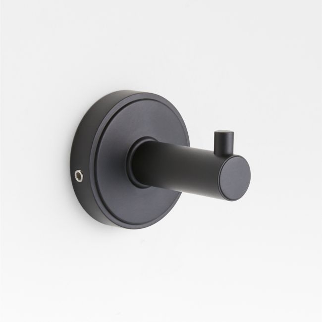 Modern Flat-End Matte Black Bathroom Towel Hook - Image 0