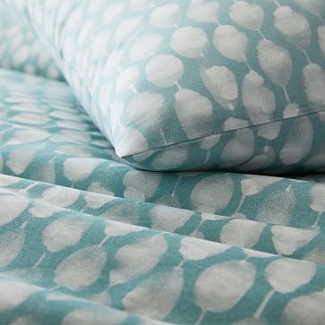Organic Percale Stamped Dot Duvet, Standard Sham, Frost Gray - Image 3