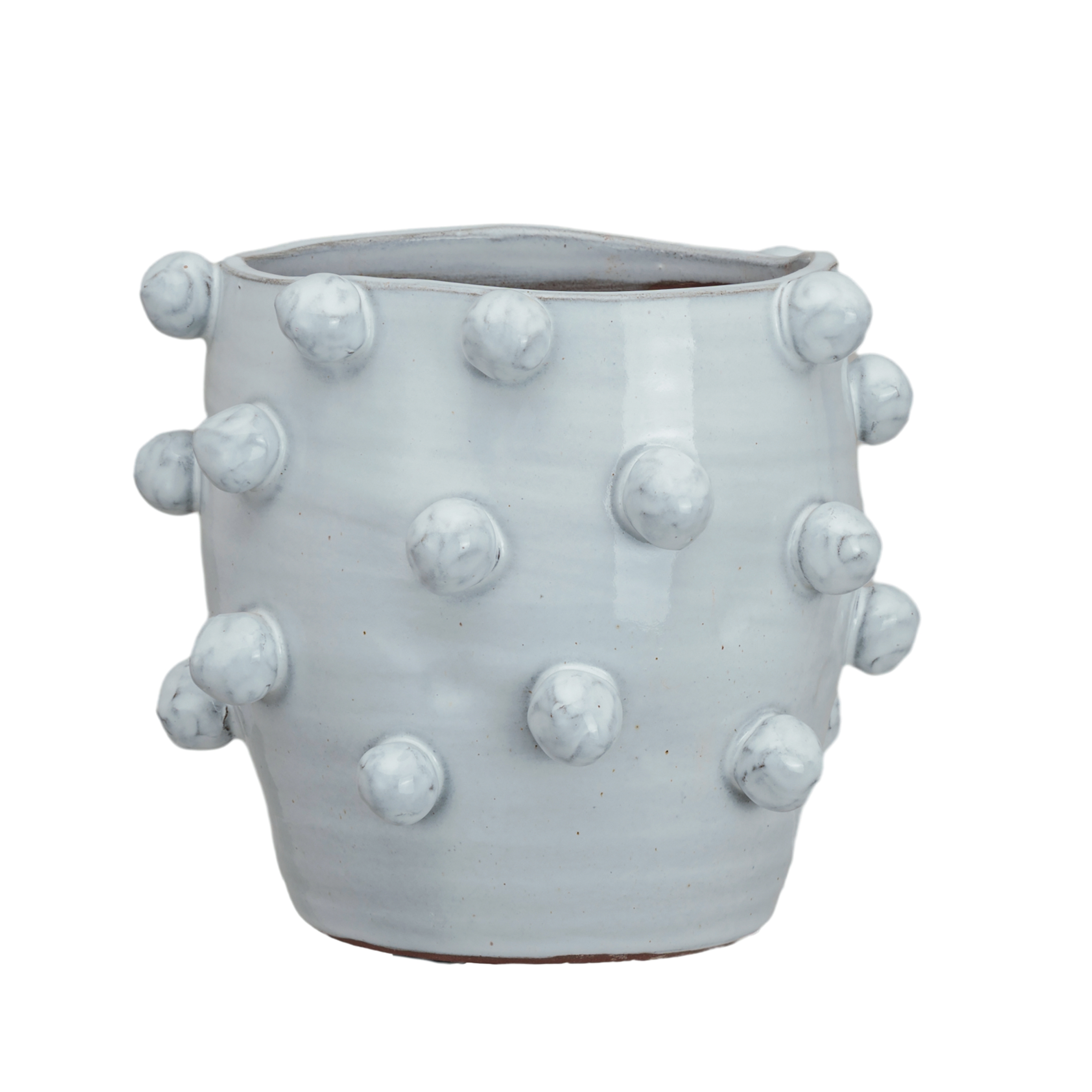 Handmade Hobnail Terra-cotta Planter, White - Image 0