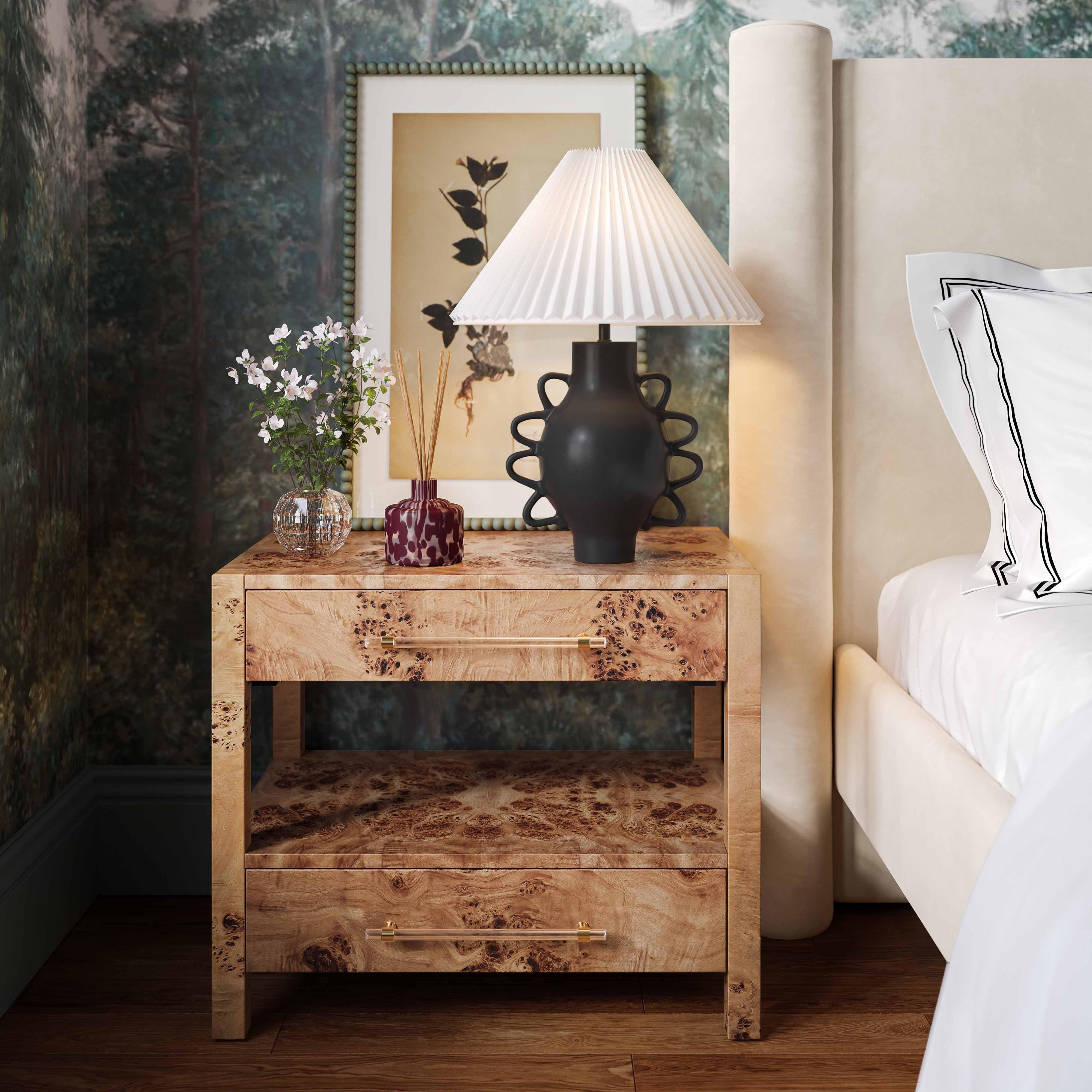 Hazza Black Pleated Table Lamp - Image 1