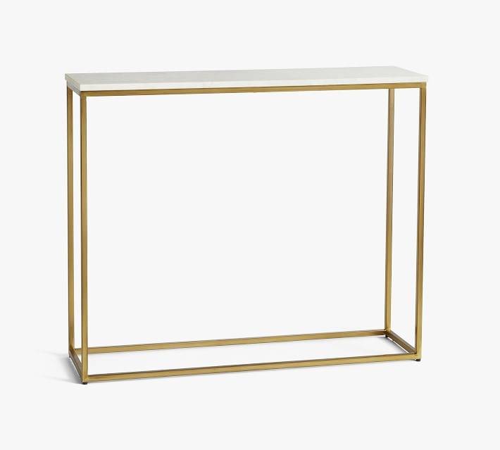 Delaney Marble 36" Console Table, Brass - Image 6
