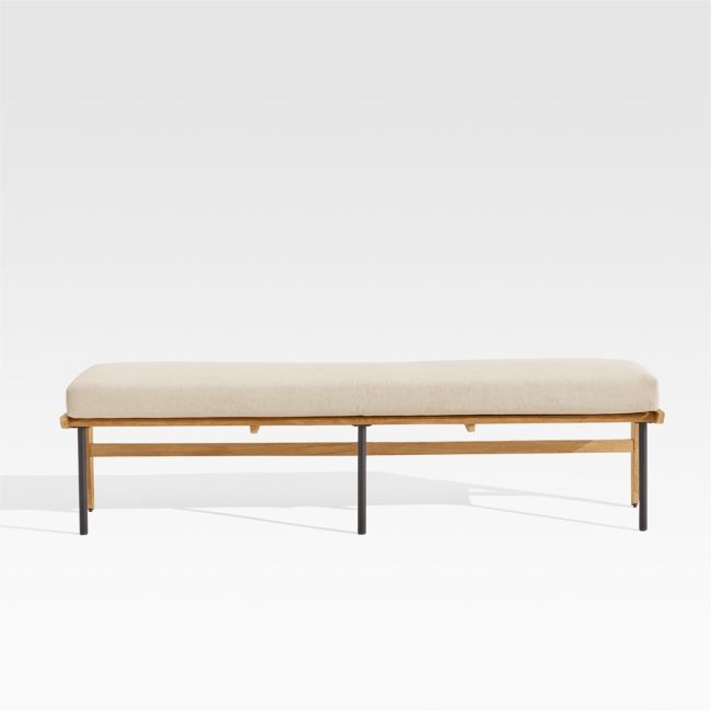 Kinney Teak Wood Outdoor Dining Bench with Cushion - Image 1