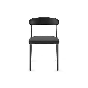 Isaac Cafe Chair, Leather, Charcoal, Matte Black, Set of 2 - Image 3