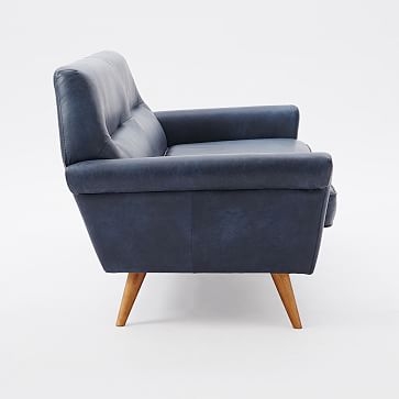 Denmark Faceted Loveseat, Leather, French Navy - Image 3