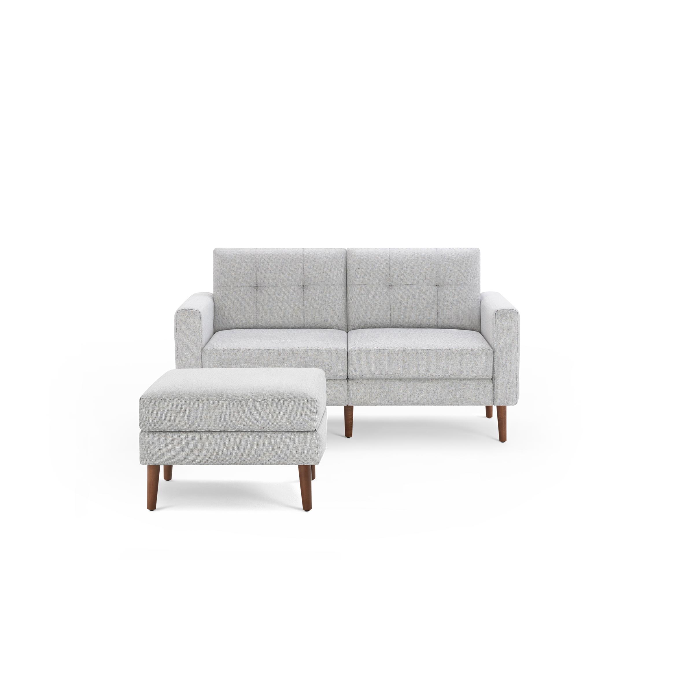 Nomad Loveseat with Ottoman - Crushed Gravel - Performance Chenille / Walnut - Wood / Block - Image 0