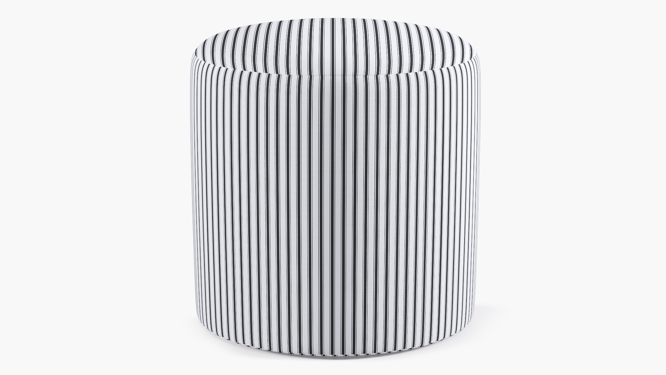 Drum Ottoman, Black Classic Ticking Stripe - Image 0