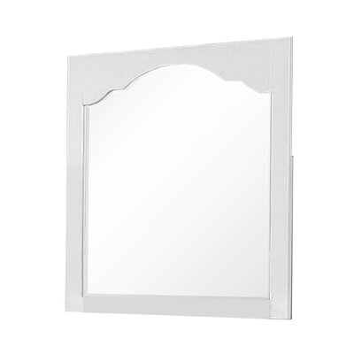 Wall Mirror With Rectangular Wooden Frame And Arched Top, White - Image 0